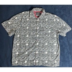 Pelagic Mens Marlin Short Sleeve Fishing Button Up Shirt Size XXL Blue Black